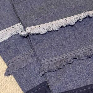 Stylish Blue Frayed Denim Curtain panels. Rod pockets